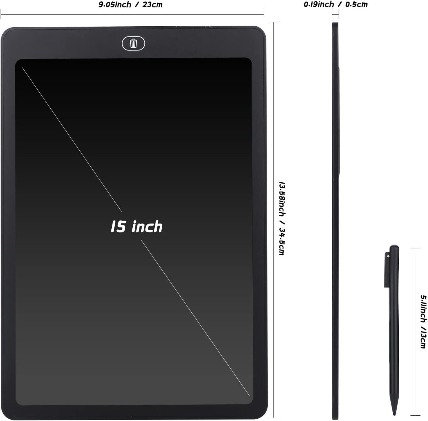 Farbenfrohes 15 Zoll LCD Schreibtafel für Kinder und Erwachsene, elektronisches Zeichenbrett mit Stylus