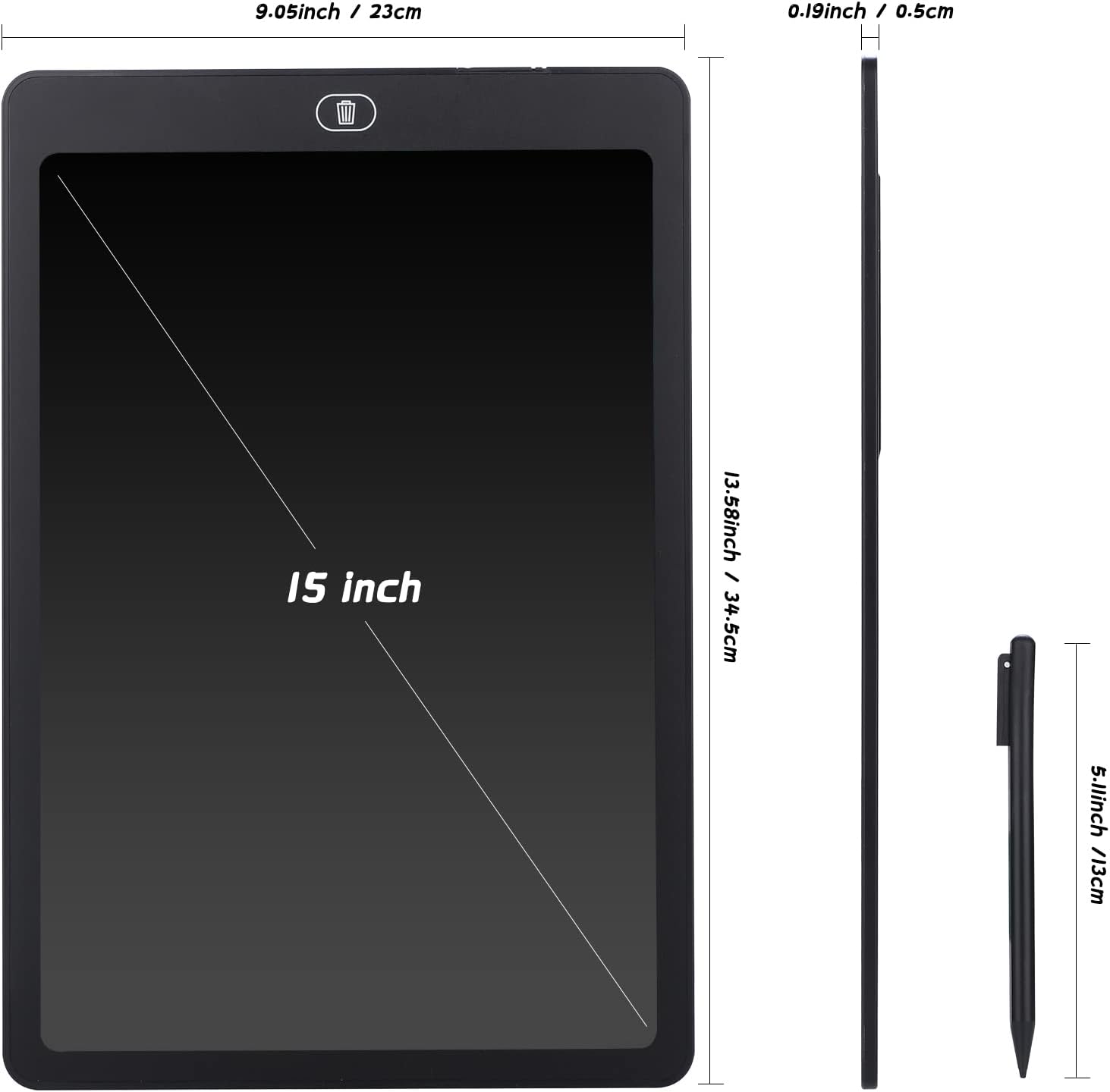 Farbenfrohes 15 Zoll LCD Schreibtafel für Kinder und Erwachsene, elektronisches Zeichenbrett mit Stylus