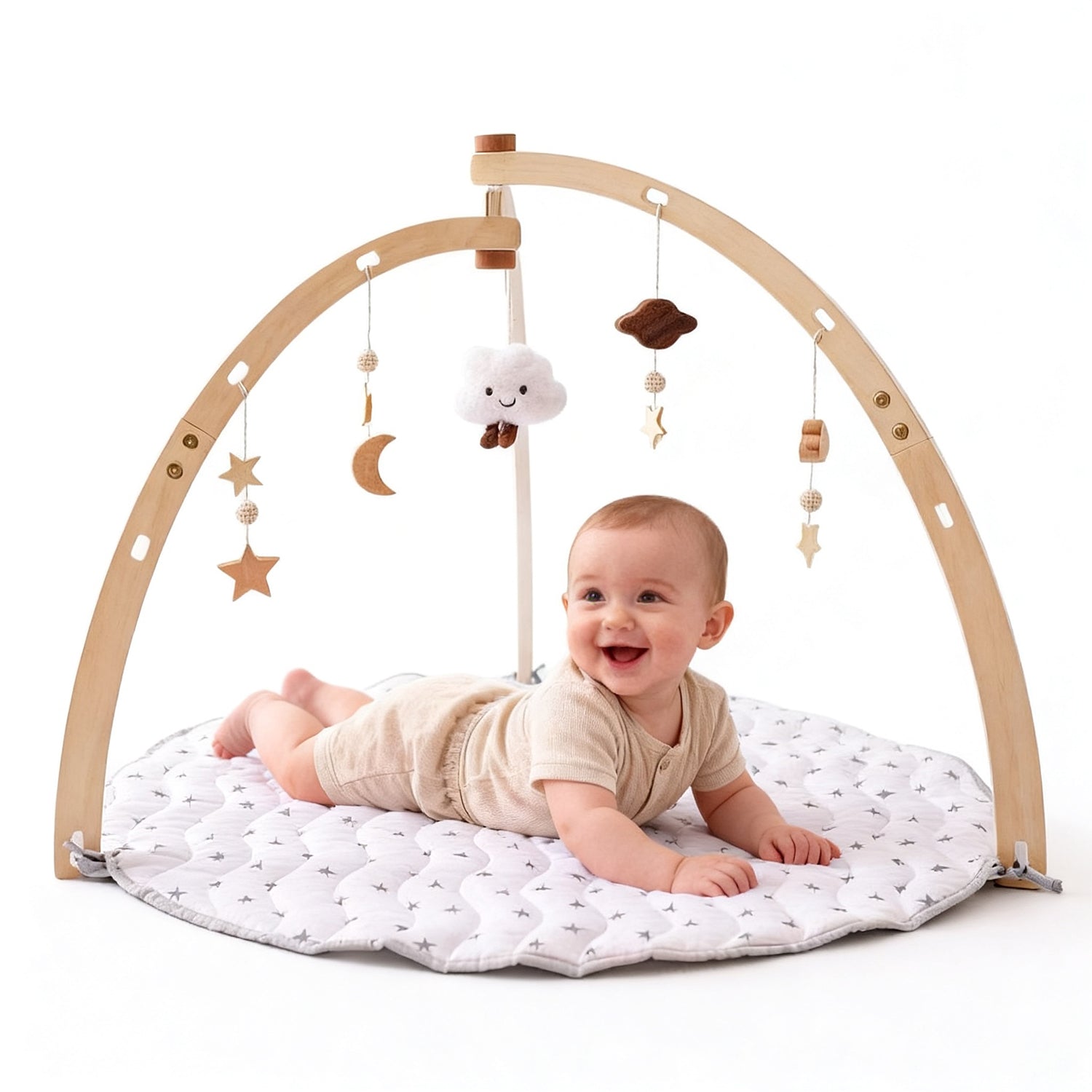 baby gym spielzeug Wooden Baby Gym with Play Mat 80×80 cm from 3 Years – Play Arch Made of