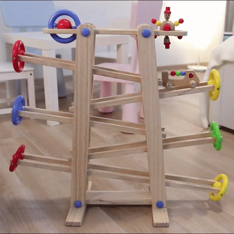 Holz Kugelbahn mit Rollfiguren für Kleinkinder