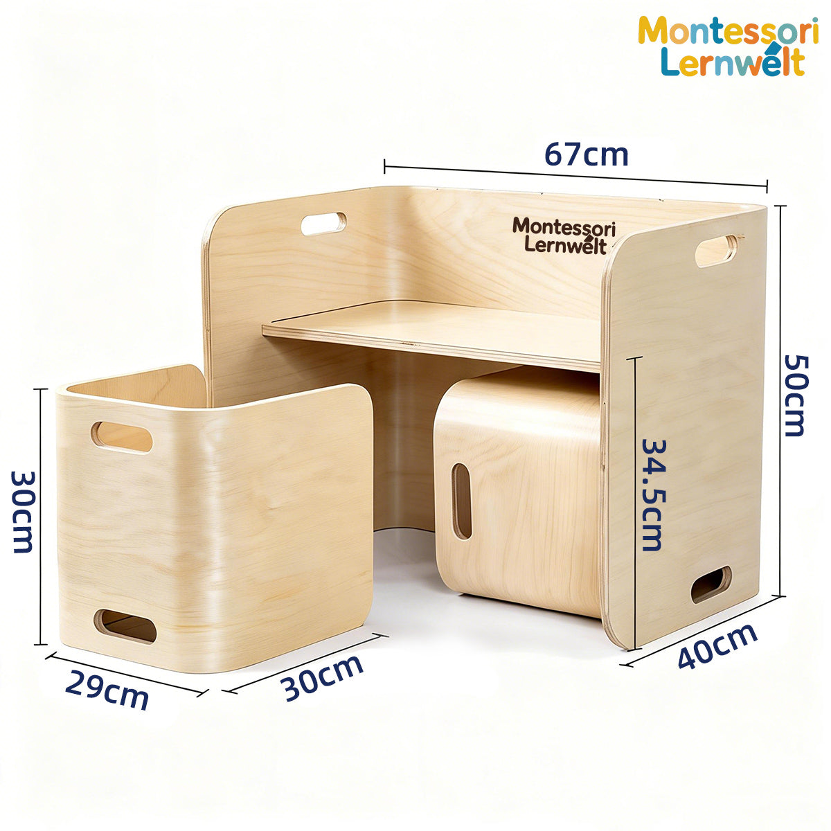 Gebogenes Holz ohne Schrauben oder Nägel verarbeitet