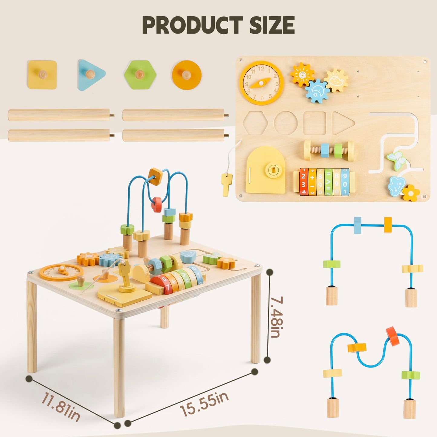 8-in-1 Montessori Activity Table – Macaron Colors & Motor Skills