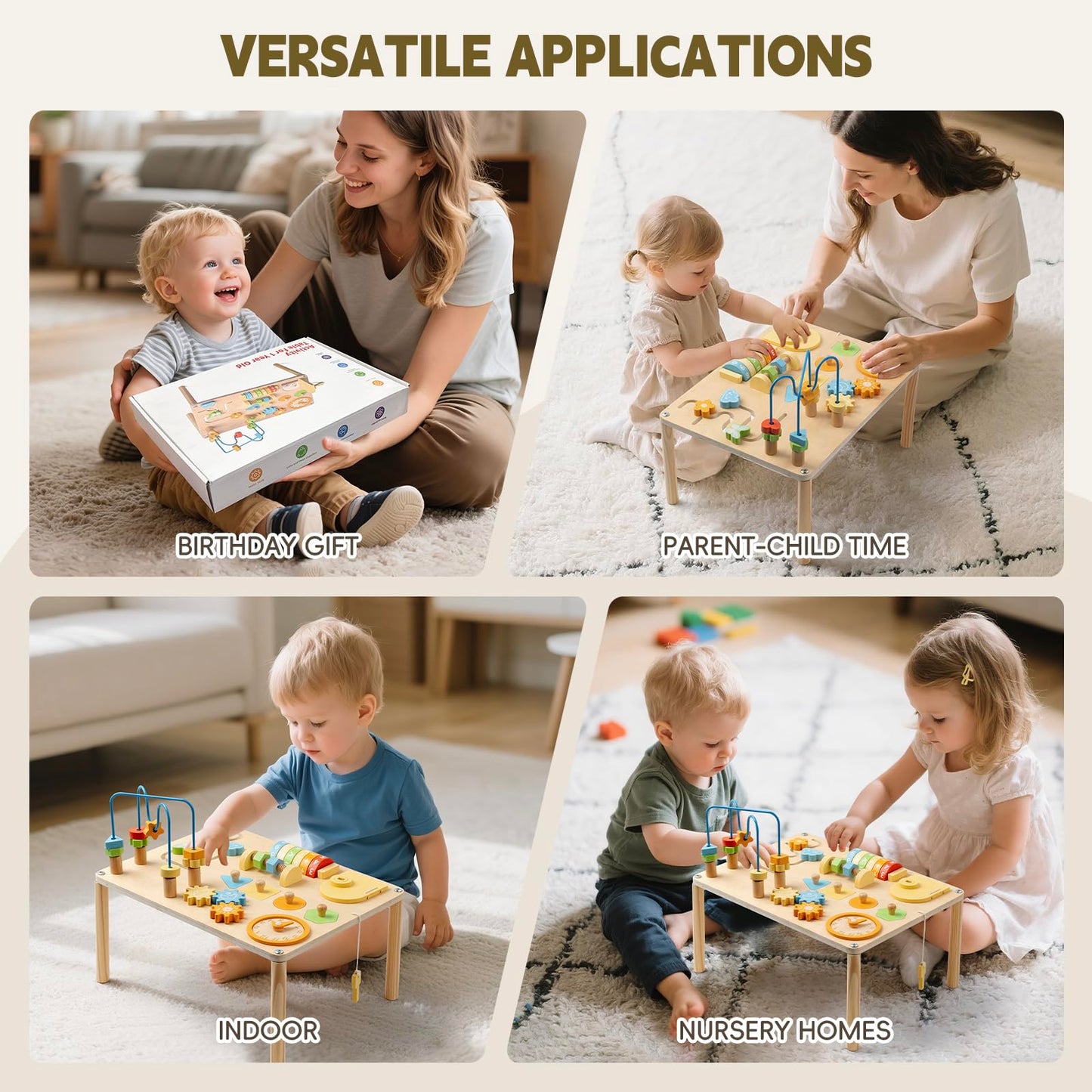 8-in-1 Montessori Activity Table – Macaron Colors & Motor Skills