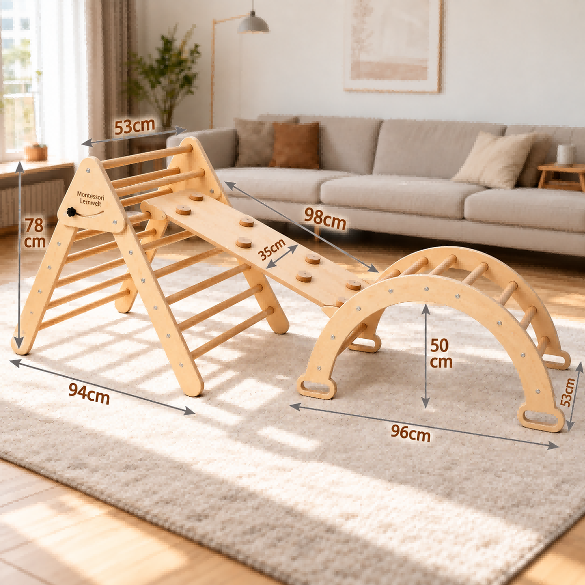 Schaukelbogen aus Holz für drinnen im Familienalltag