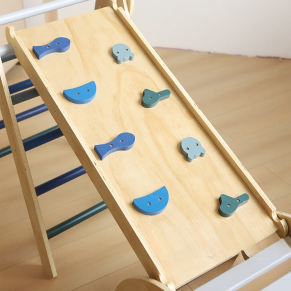 Holz-Kletterdreieck-Spielset mit klappbarer Struktur, Rutschrampe und Schaukelbogen