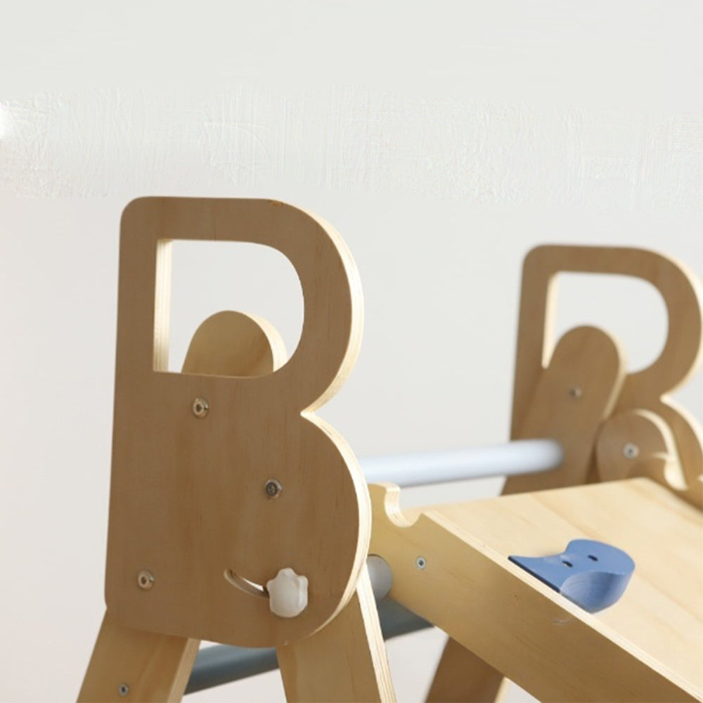 Holz-Kletterdreieck-Spielset mit klappbarer Struktur, Rutschrampe und Schaukelbogen