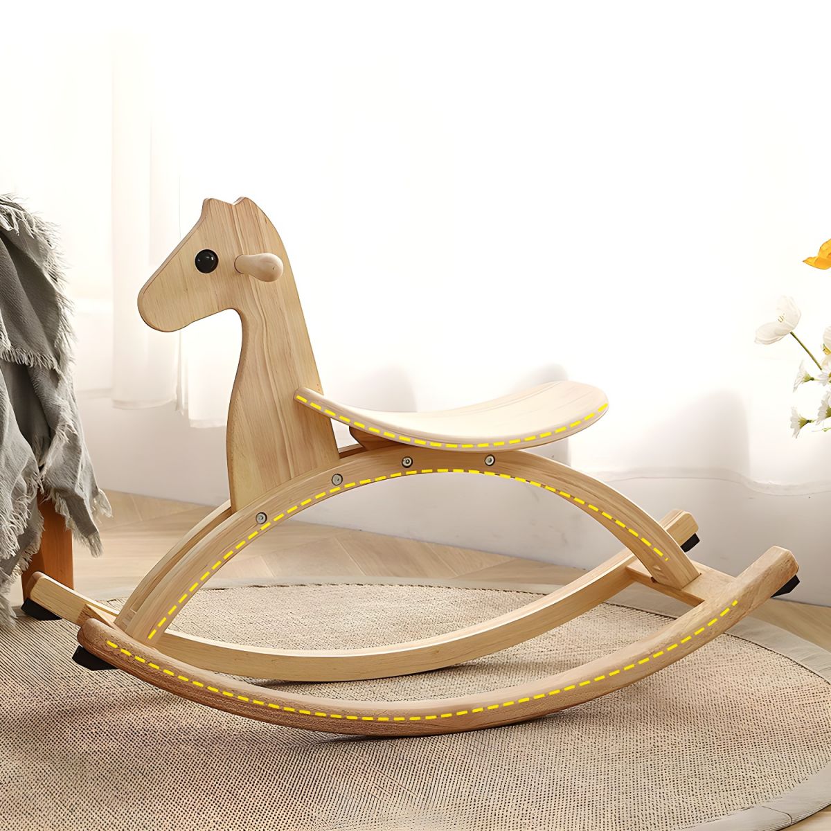 Montessori Wooden Rocking Horse – Safe Rocking Toy Made of Solid Wood for Toddlers