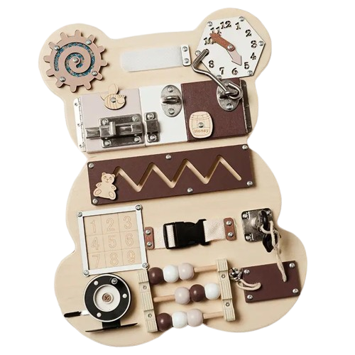 Montessori Busy Board Little Bear – Motor Skills Wooden Toy