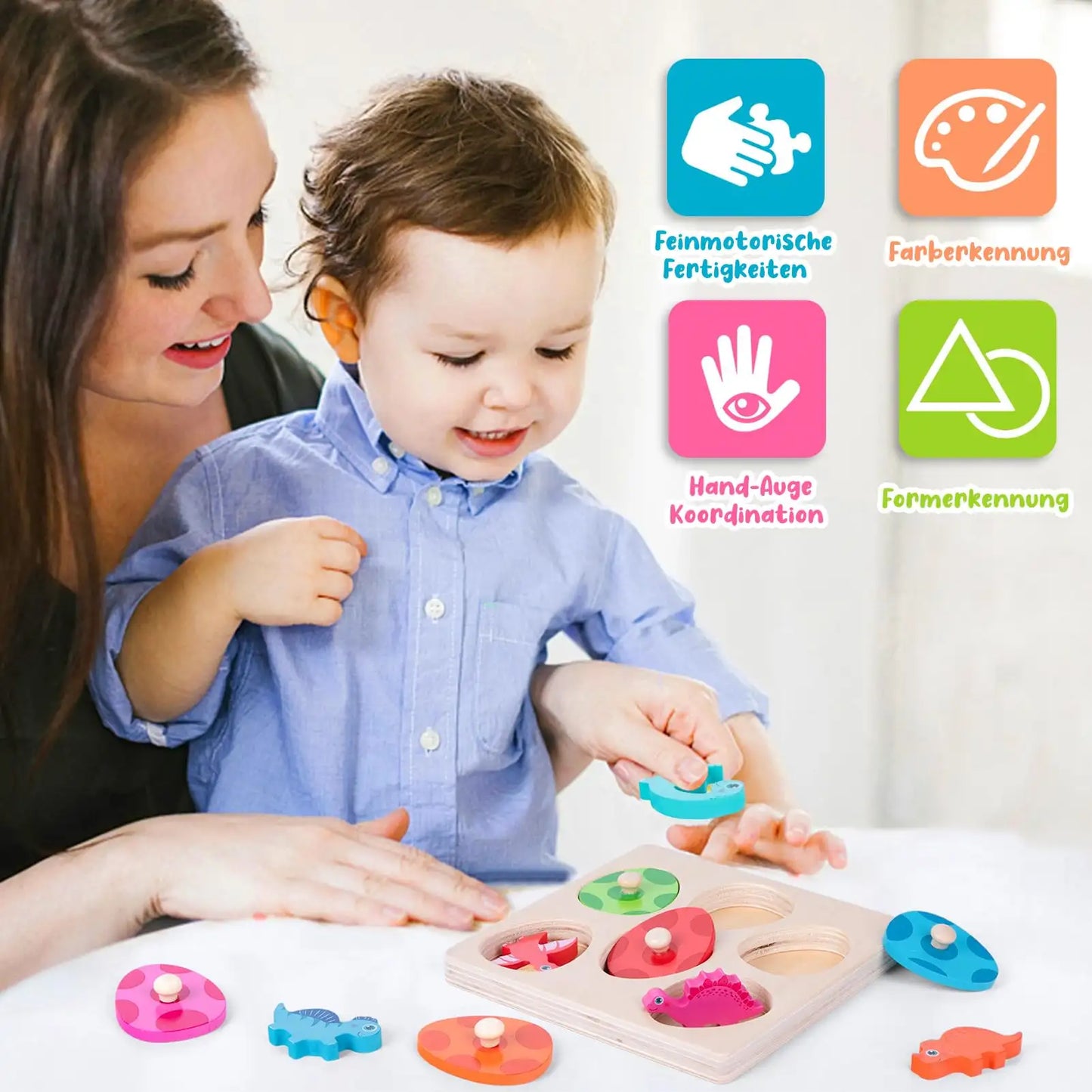 Montessori Wooden Toy Dino Eggs