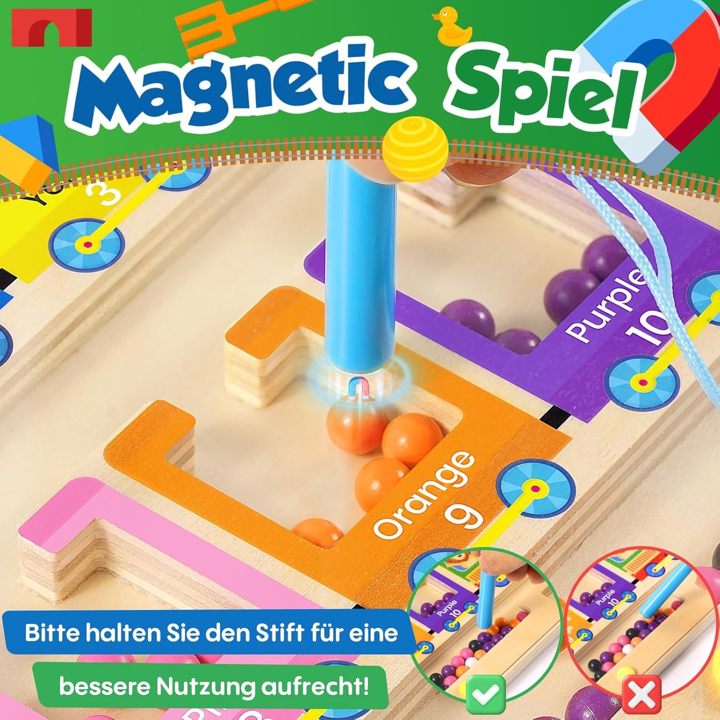 Montessori Wooden Labyrinth 3D – Magnetic Skill Game