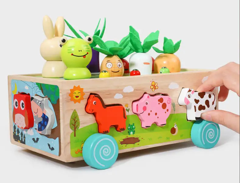 Karotten Steckspiel Holz Montessori für Kinder von 1 bis 3 Jahren – Stapeln und Sortieren für kognitive Entwicklung