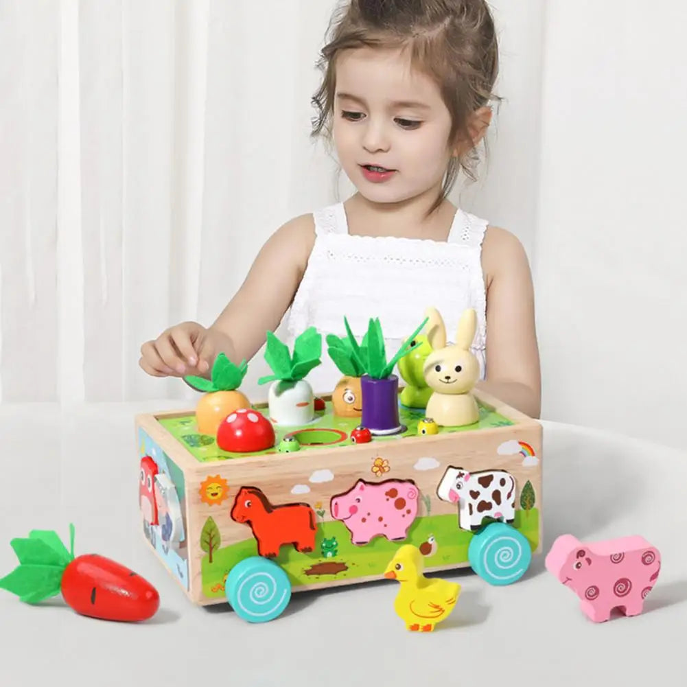 Karotten Steckspiel Holz Montessori für Kinder von 1 bis 3 Jahren – Stapeln und Sortieren für kognitive Entwicklung