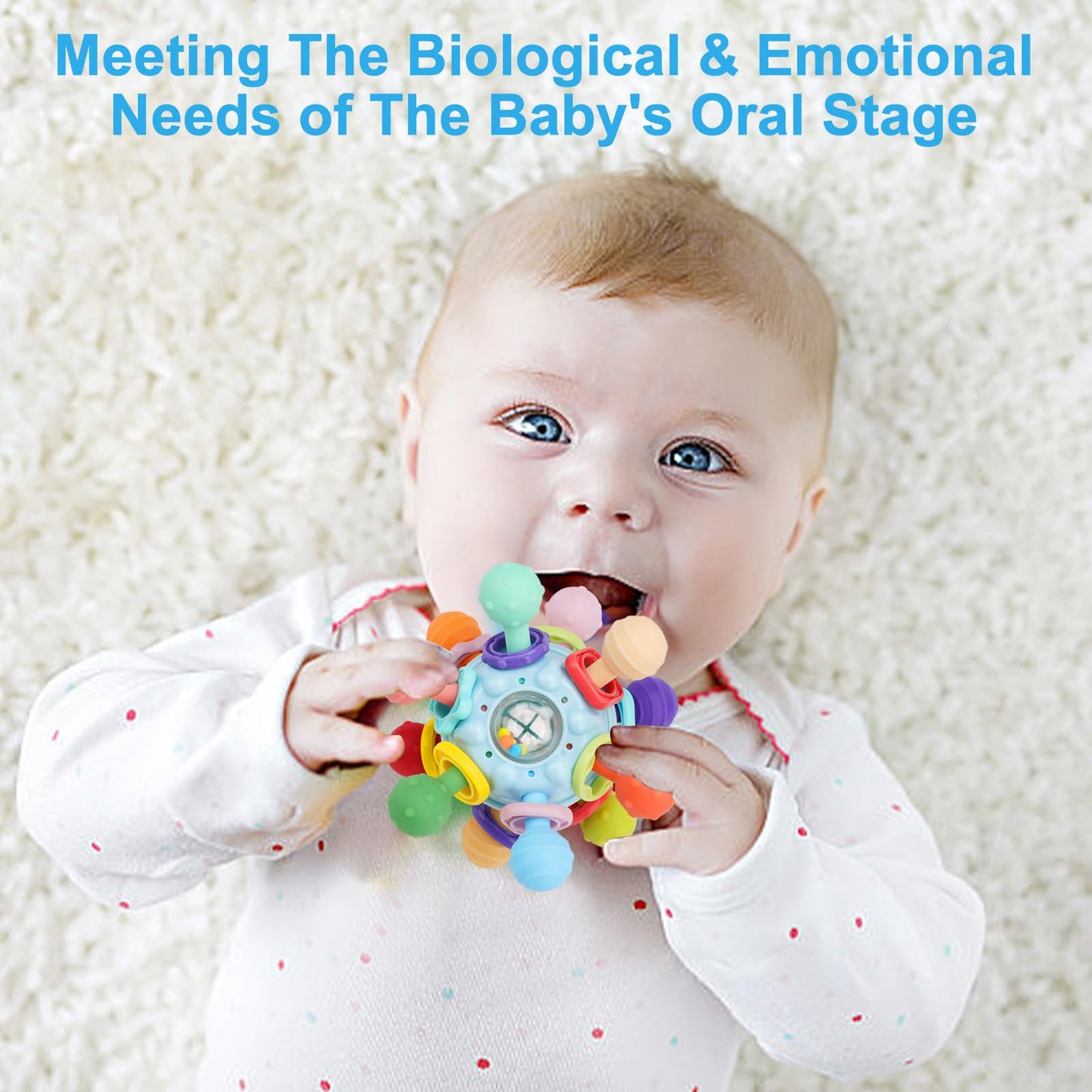 5-in-1 Baby Beißring & Sensorik-Rassel | Must-Have für Entwicklung & unterwegs