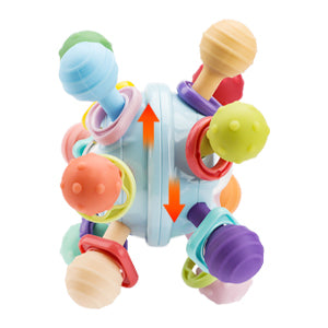 5-in-1 Baby Beißring & Sensorik-Rassel | Must-Have für Entwicklung & unterwegs