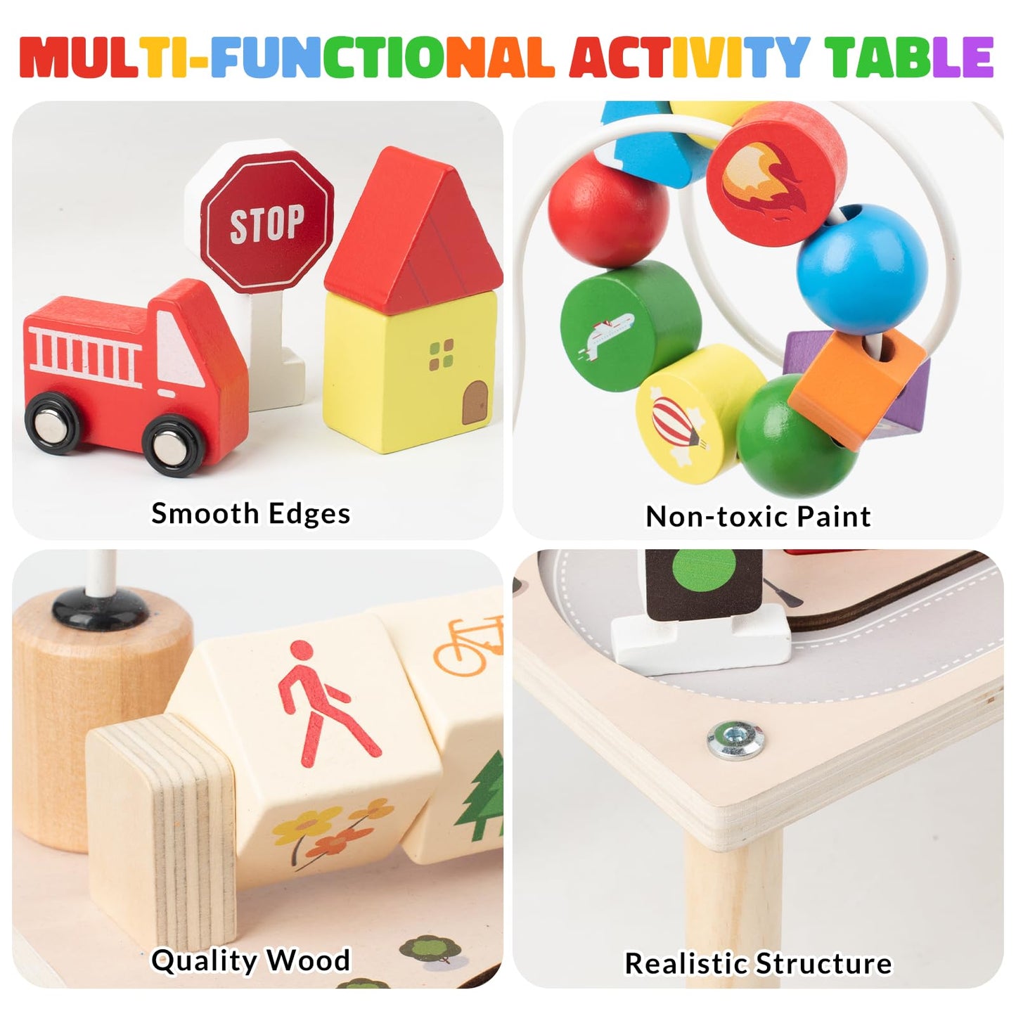 Montessori Spieltisch aus Holz – Motorik Busy Board mit Kugelbahn & Lernspielzeug