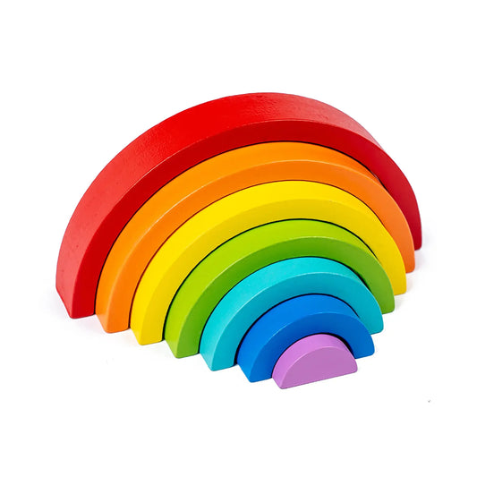 Montessori Stacking Toy – Wooden Rainbow