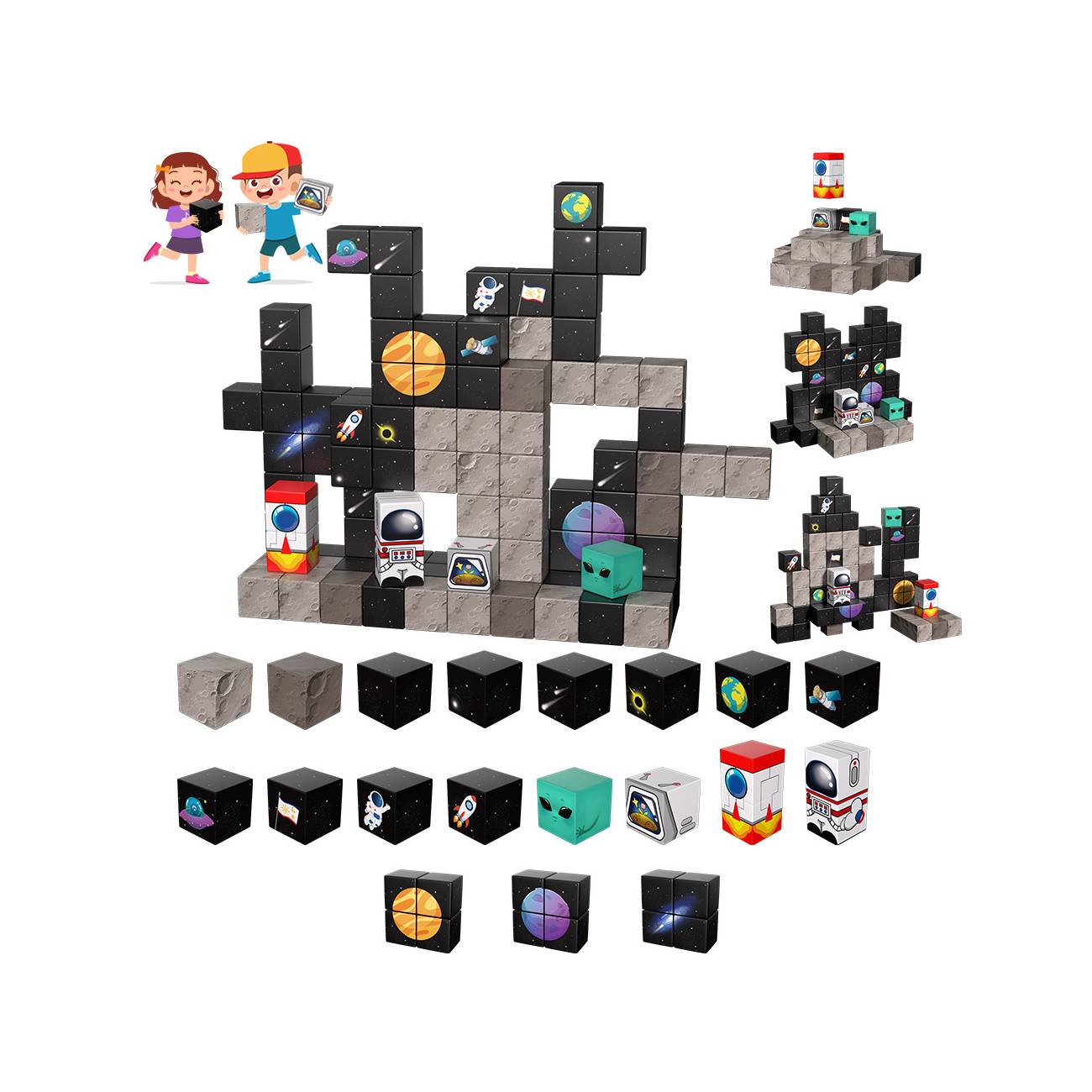Bloques de construcción magnéticos Montessori – Aventura cósmica