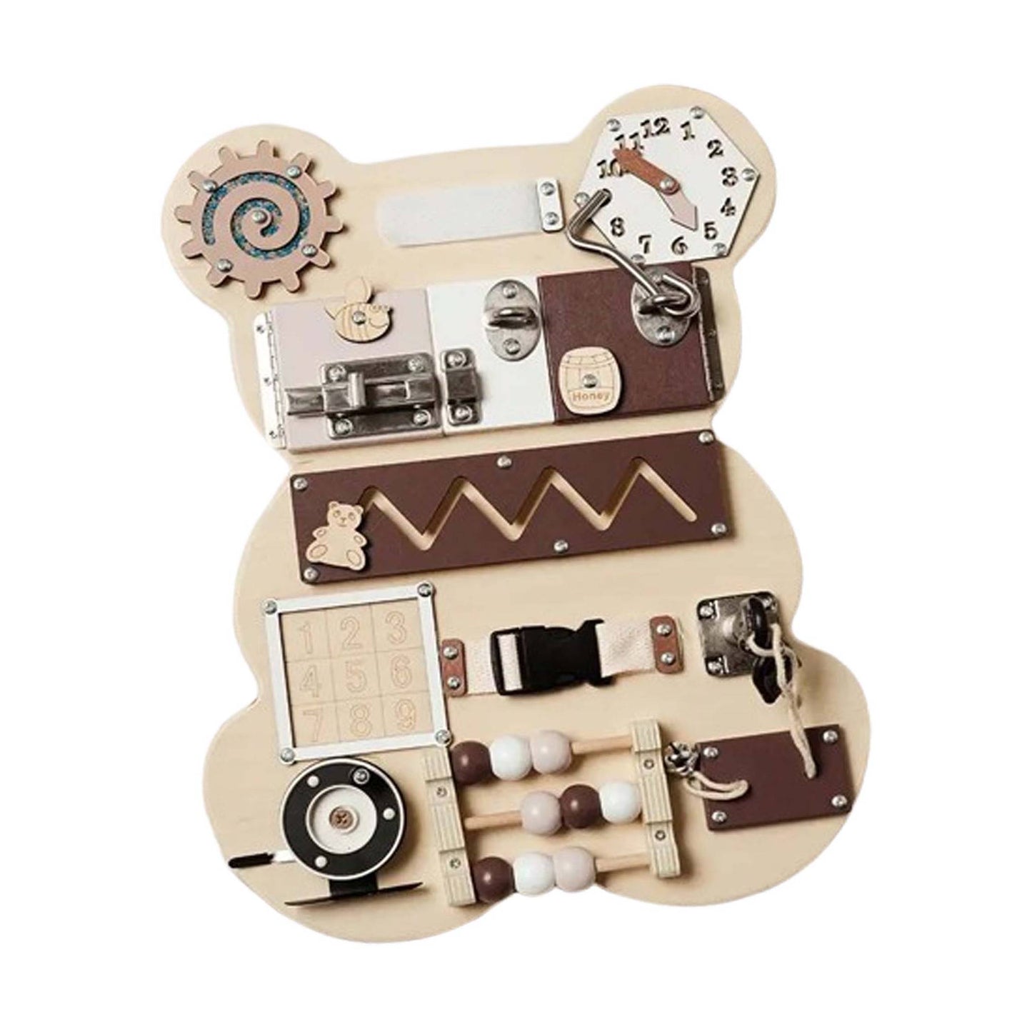 Montessori Busy Board Little Bear – Motor Skills Wooden Toy