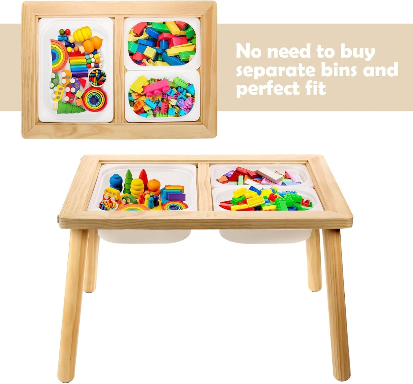 Table sensorielle Montessori – Table d’activité réglable en hauteur sur 2 niveaux