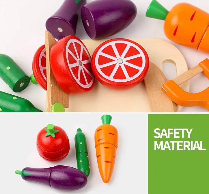 Montessori Holz Schneidespielzeug – Sicheres Material Gemüse Spielküche