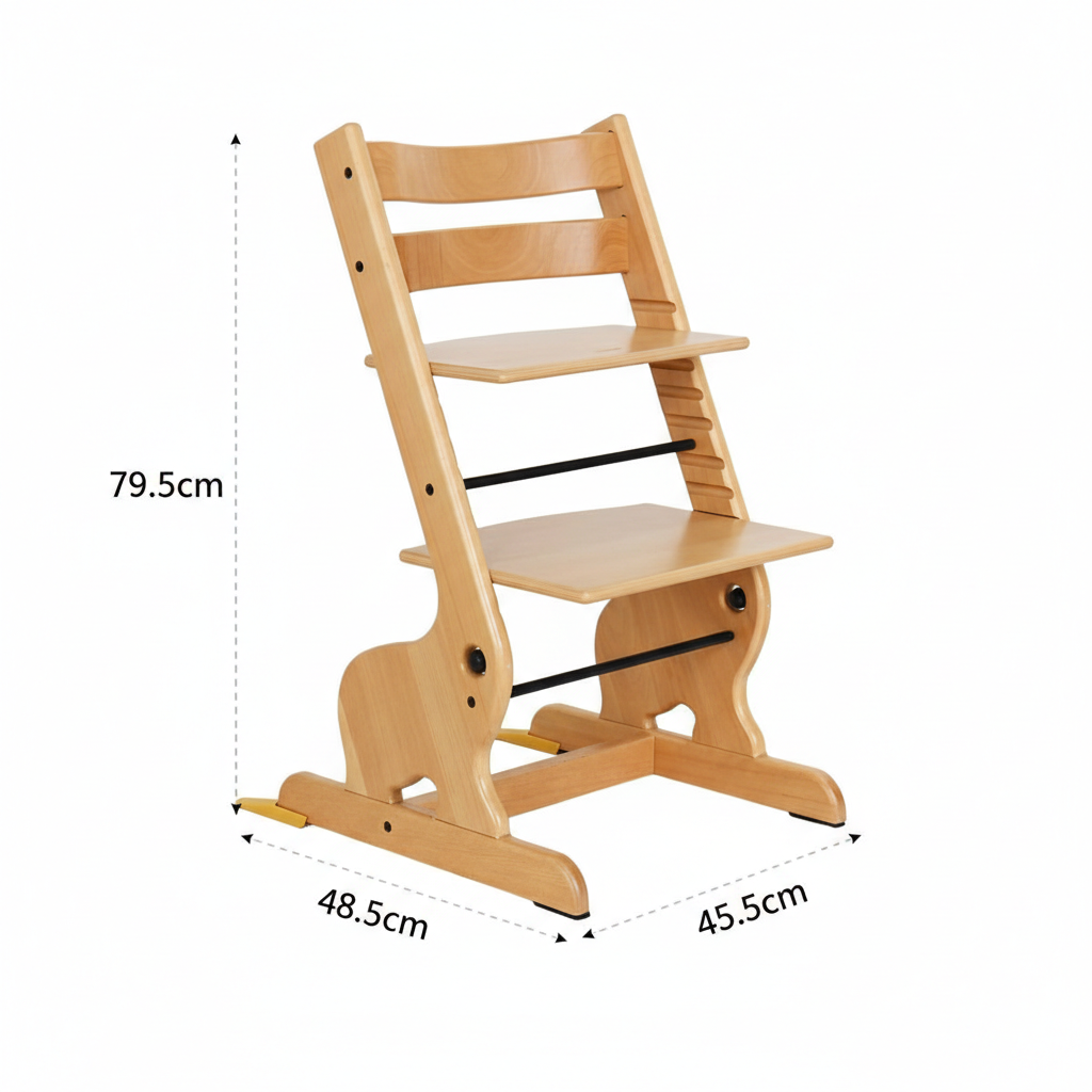 Montessori Hochstuhl aus Buchenholz – Kinderstuhl mit Tablett