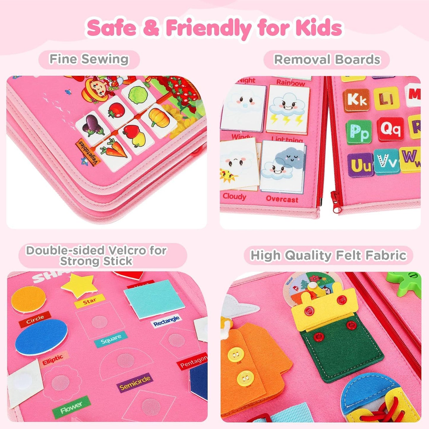 MontessoriLernwelt Busy Board 10-in-1 – Prinzessin, Anziehspiel & Bauernhof, Montessori Busy Book für Kinder 1–4 Jahre