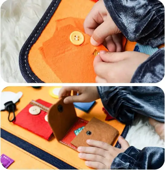 Montessori Busy Board/Quiet Book – Feinmotorik & Alltags-Training