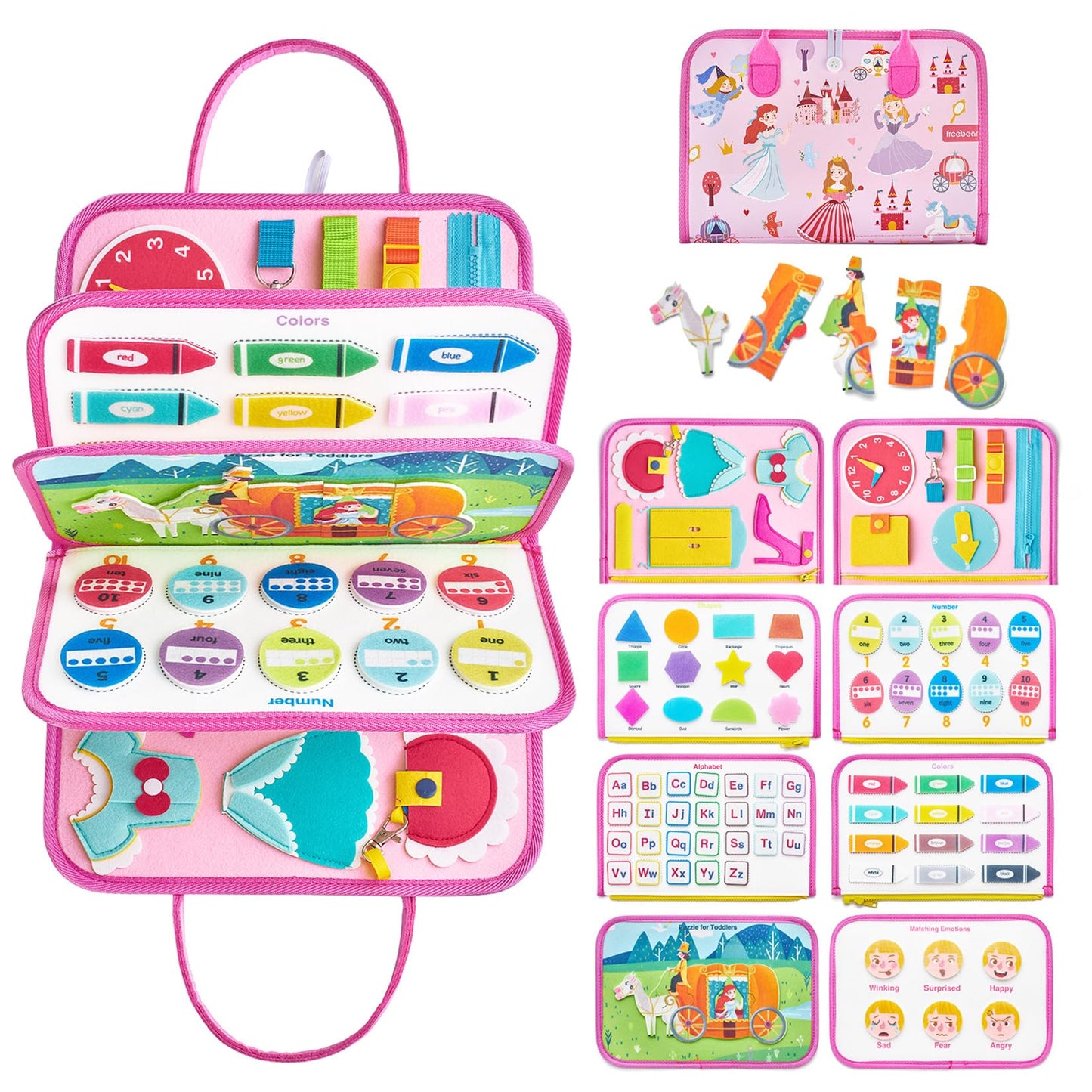 Busy Board Prinzessin – Montessori Busy Book mit Puzzle & Anzieh-Skills, Reisespiel ab 1–4 Jahren – montessorilernwelt