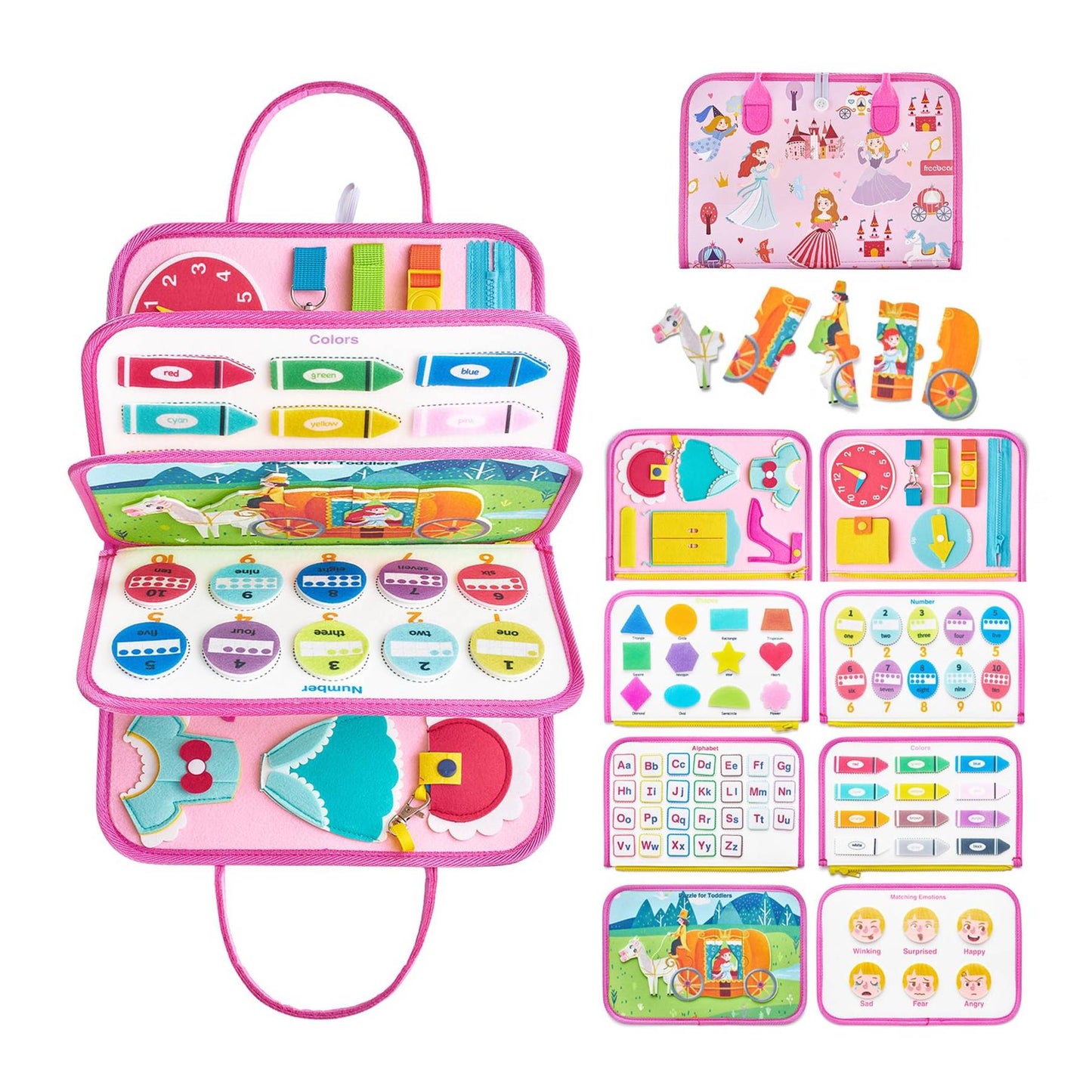 Busy Board Prinzessin – Montessori Busy Book mit Puzzle & Anzieh-Skills, Reisespiel ab 1–4 Jahren – montessorilernwelt