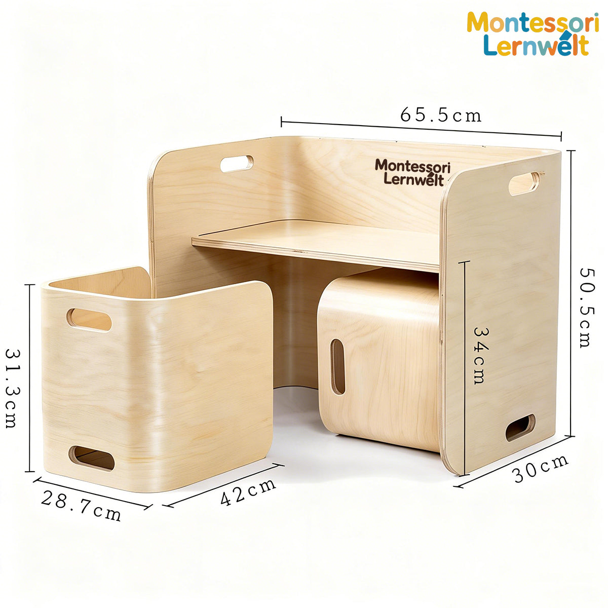 Gebogenes Holz ohne Schrauben oder Nägel verarbeitet