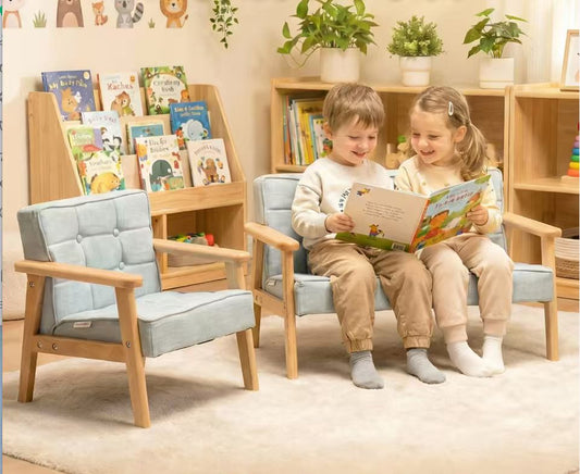 Kinder Sofa Holz Grau Blau Buchenholz Kindersessel 1 Sitzer 2 Sitzer Kinderzimmer Möbel