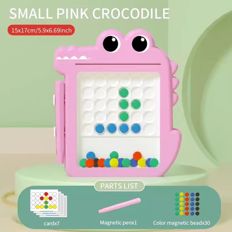 Montessori Magnetische Zeichenplatte Rosa Krokodil Klein – Kreatives Montessori Spielzeug ab 3 Jahren