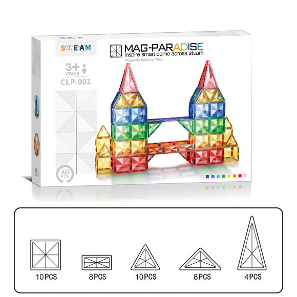 Kinder spielen mit magnetmontierten Bausteinen, farbenfrohe, durchscheinende Magnetblöcke, die Kreativität und räumliches Denken fördern.