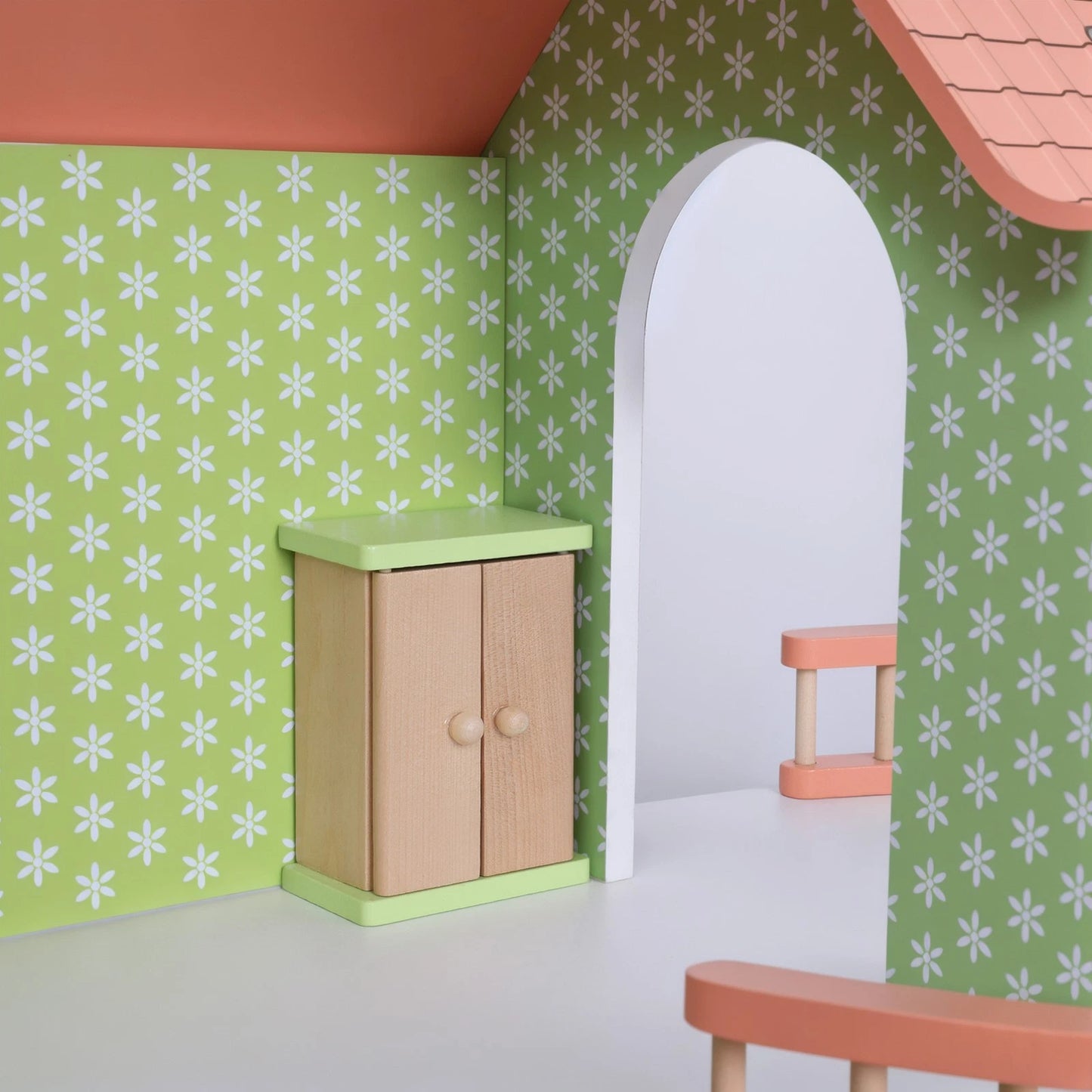 Grande maison de poupée en bois – maison de jeu ouverte avec balcon et 3 étages