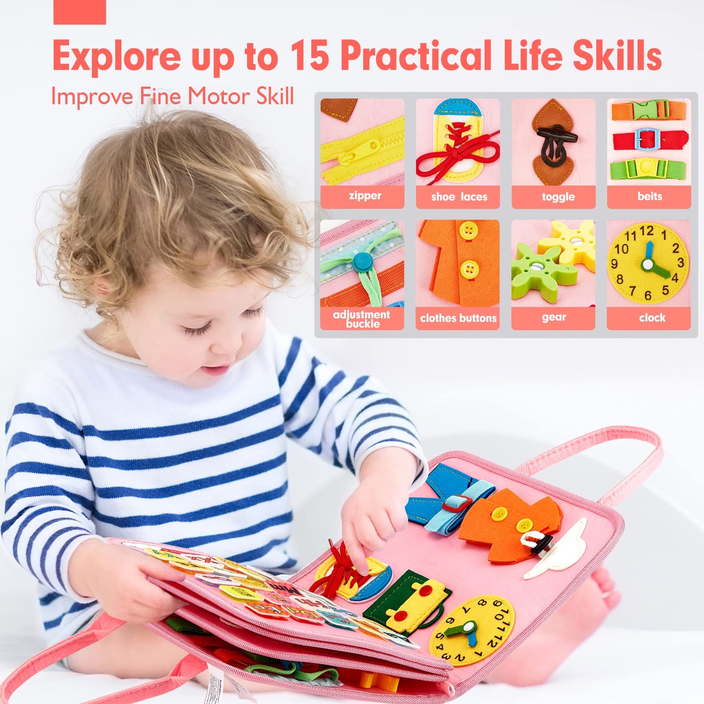 Montessori Busy Board/Quiet Book 8-seitig – Einhorn