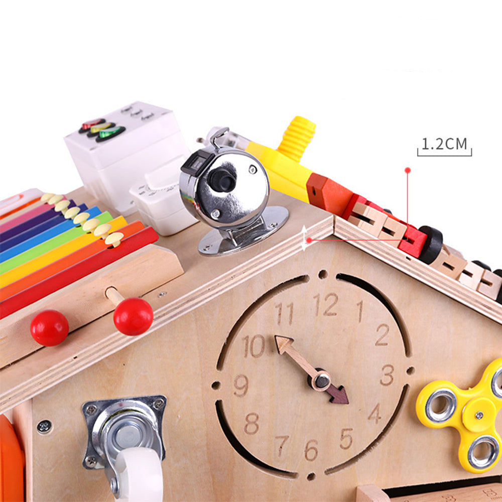 Montessori Holz Busy House – Pädagogisches Sensorik-Spielzeug zur Förderung der Feinmotorik und frühkindlichen Entwicklung