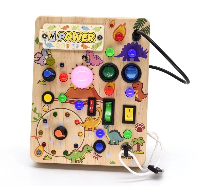 Montessori Busy Board aus Holz - – LED Licht & Schalter