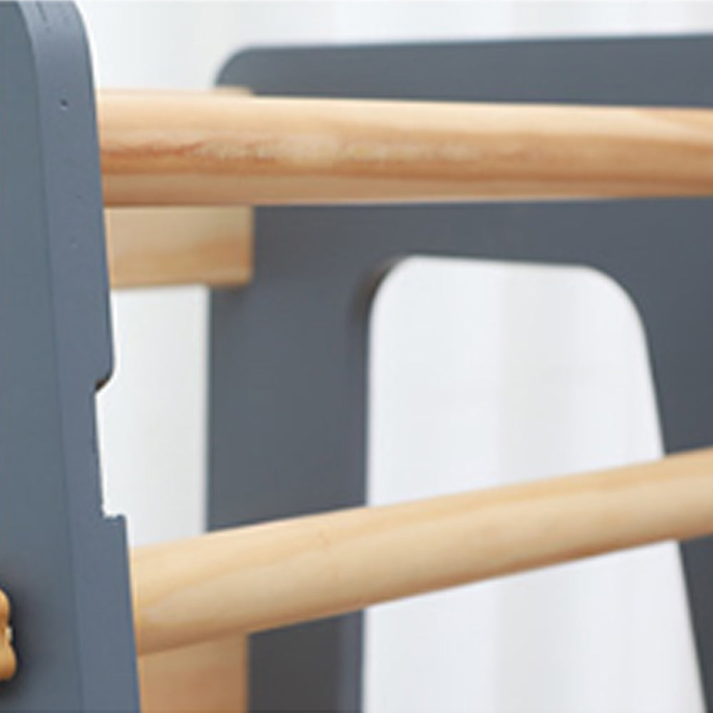 Montessori Lernturm in Grau und Naturholz – sicherer, höhenverstellbarer Tritthocker aus Holz für Kinder