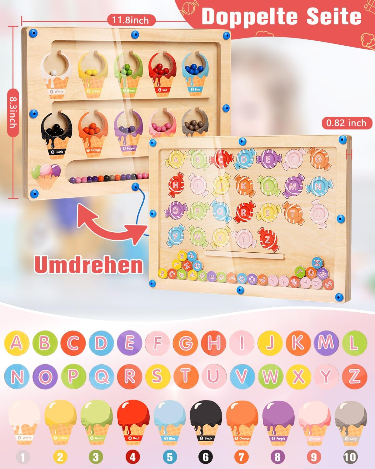 2 in 1 Montessori Magnetic Game Labyrinth