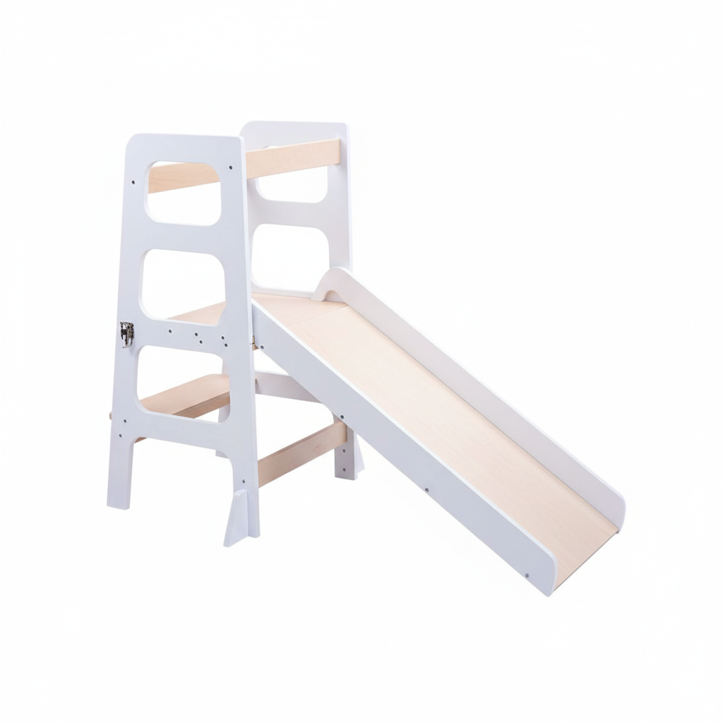 Montessori Lernturm 3-in-1 – Mit Rutsche & Tisch