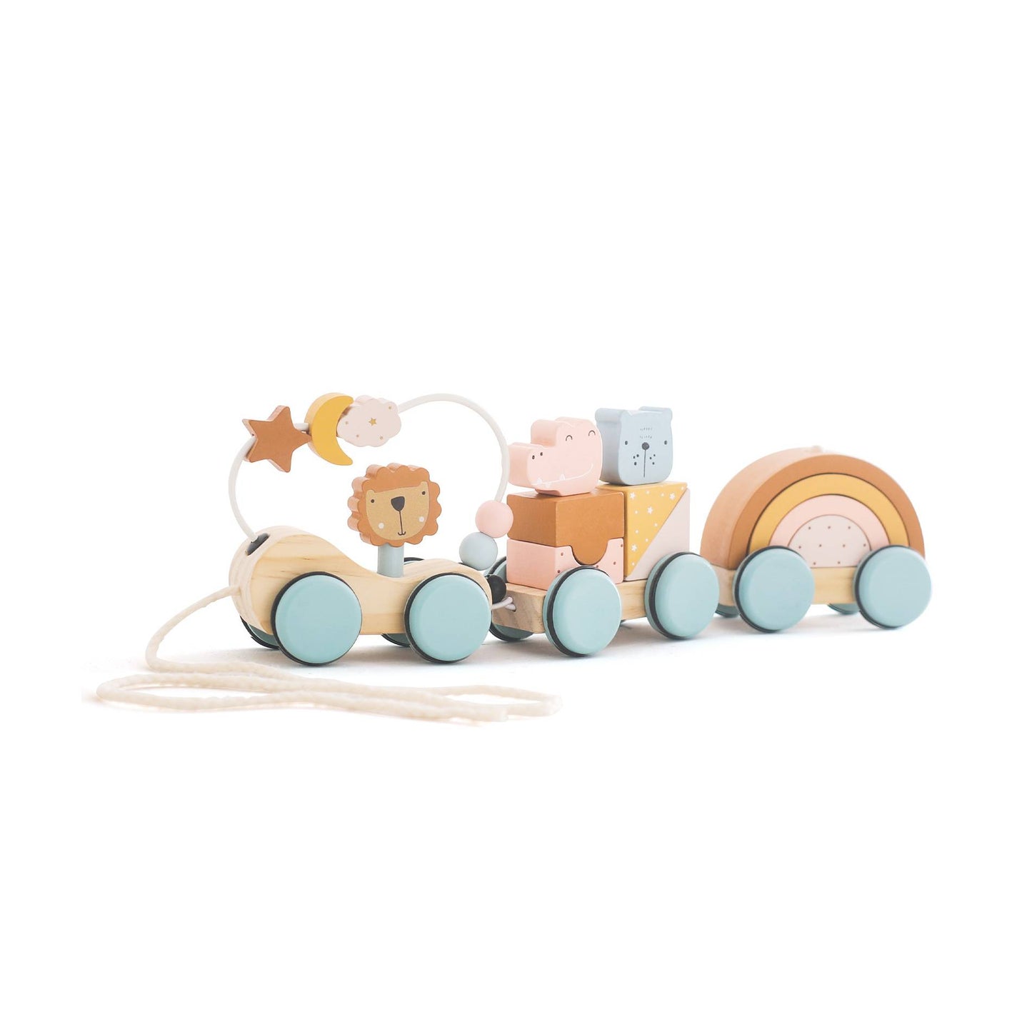 Montessori Holz Zug mit Tierfiguren und Bausteinen – Lernspielzeug für Kinder