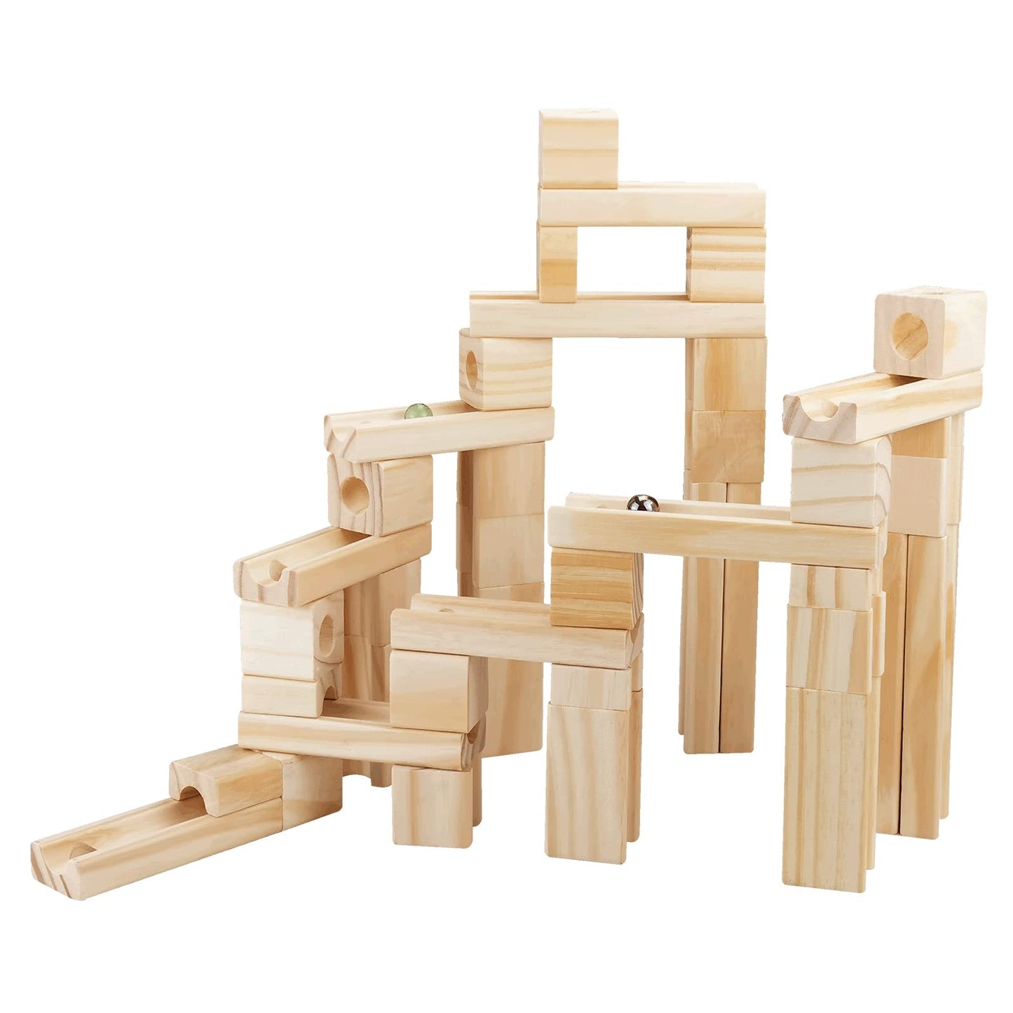 Montessori Murmelbahn aus Naturholz – Kreative 3D-Konstruktion