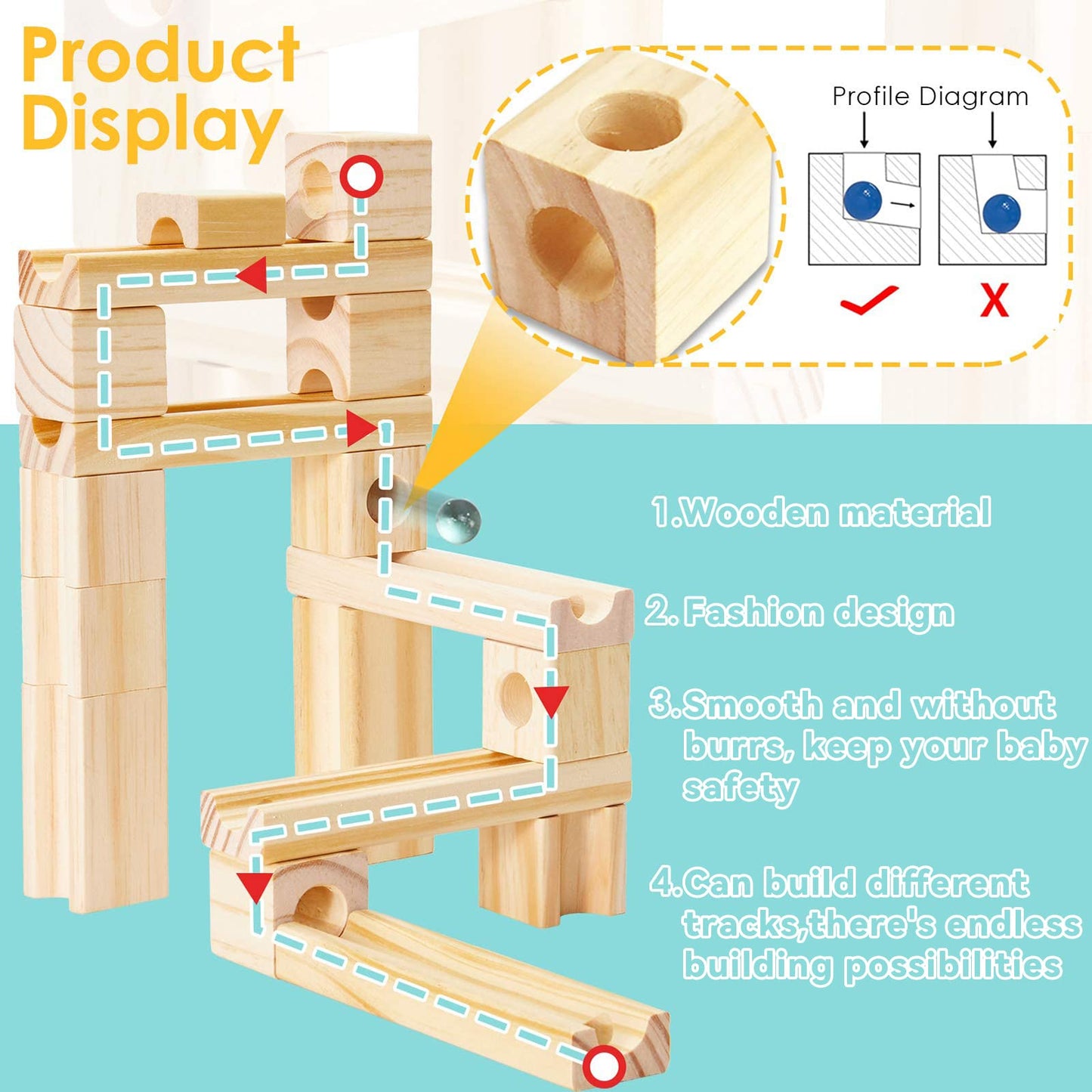 Montessori Murmelbahn aus Naturholz – Kreative 3D-Konstruktion
