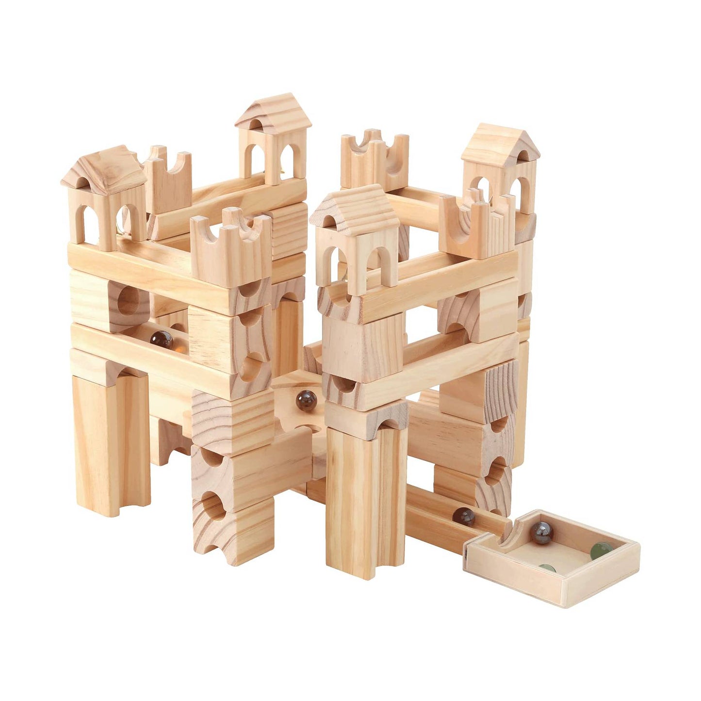 MontessoriLernwelt Murmelbahn Holz – Montessori Kugelbahn Bauset aus Naturholz für Kinder