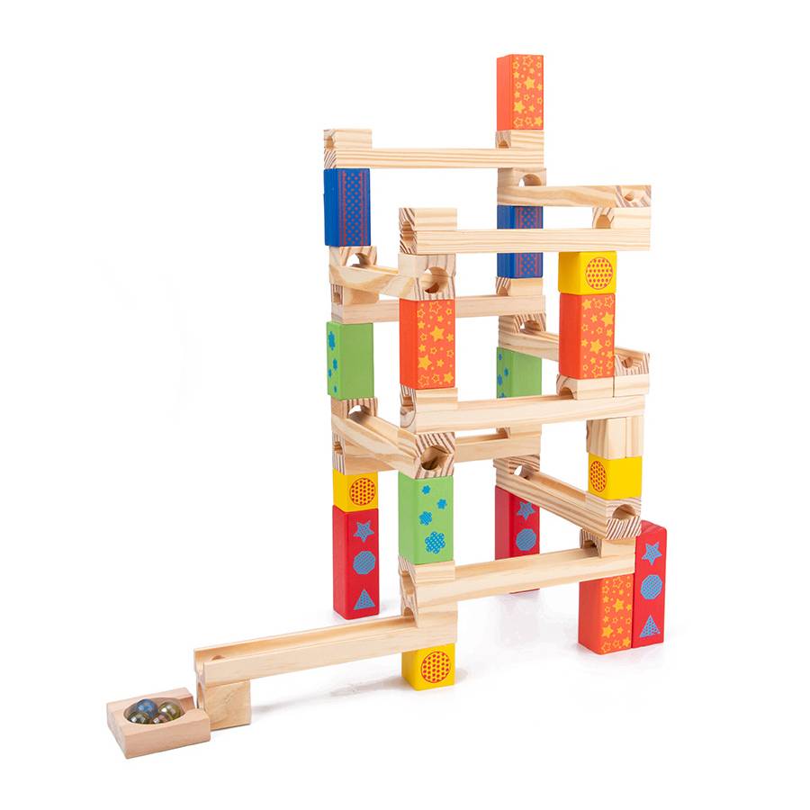 MontessoriLernwelt Murmelbahn Holz – Montessori Kugelbahn visuelles Lernspielzeug für Kinder