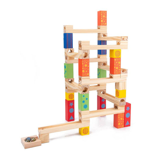MontessoriLernwelt Murmelbahn Holz – Montessori Kugelbahn visuelles Lernspielzeug für Kinder