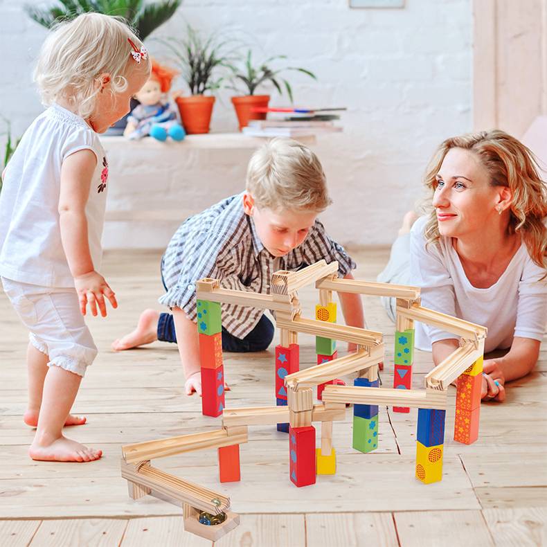 MontessoriLernwelt Murmelbahn Holz – Montessori Kugelbahn visuelles Lernspielzeug für Kinder