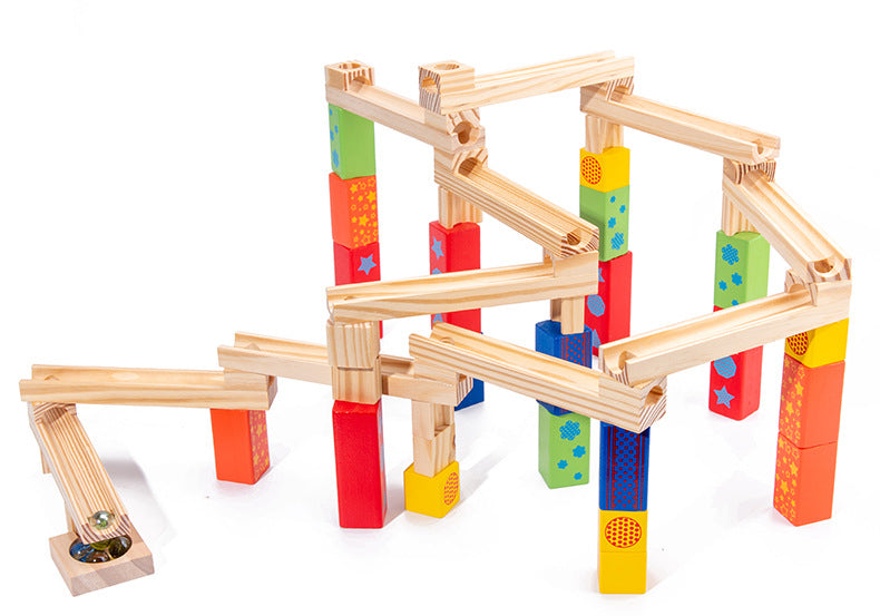 MontessoriLernwelt Murmelbahn Holz – Montessori Kugelbahn visuelles Lernspielzeug für Kinder