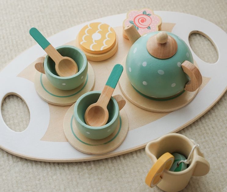 MontessoriLernwelt Rollenspiel Holz Teeset – pädagogisches Spielzeug für Mädchen und Jungen