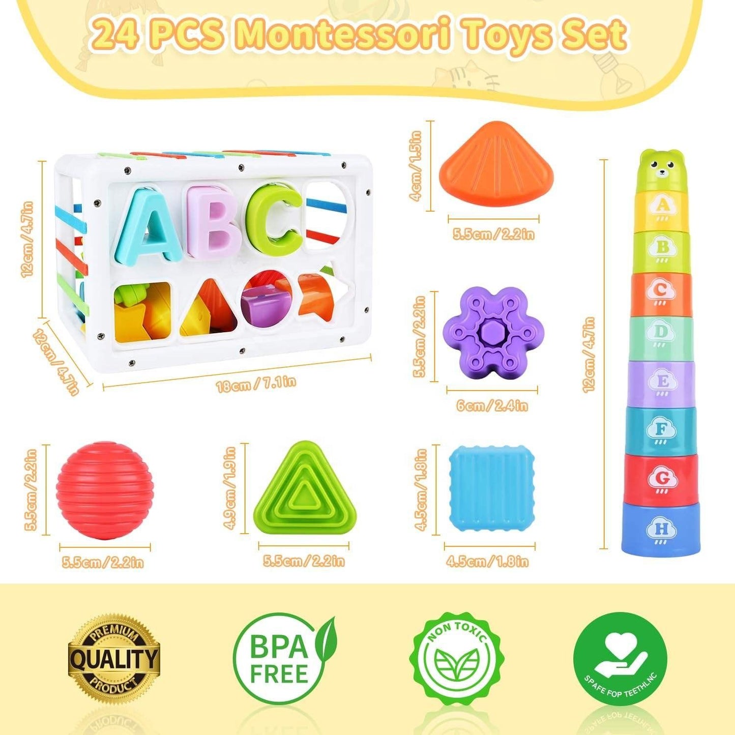 MontessoriLernwelt 24-teiliges Montessori Spielzeug Set für frühes Lernen
